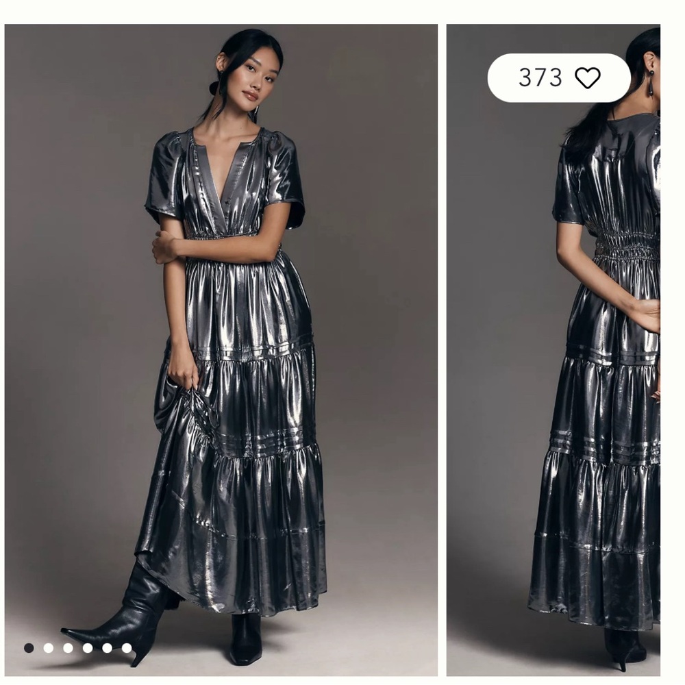 Anthropologie The Somerset Maxi Dress: Metallic Edition XS